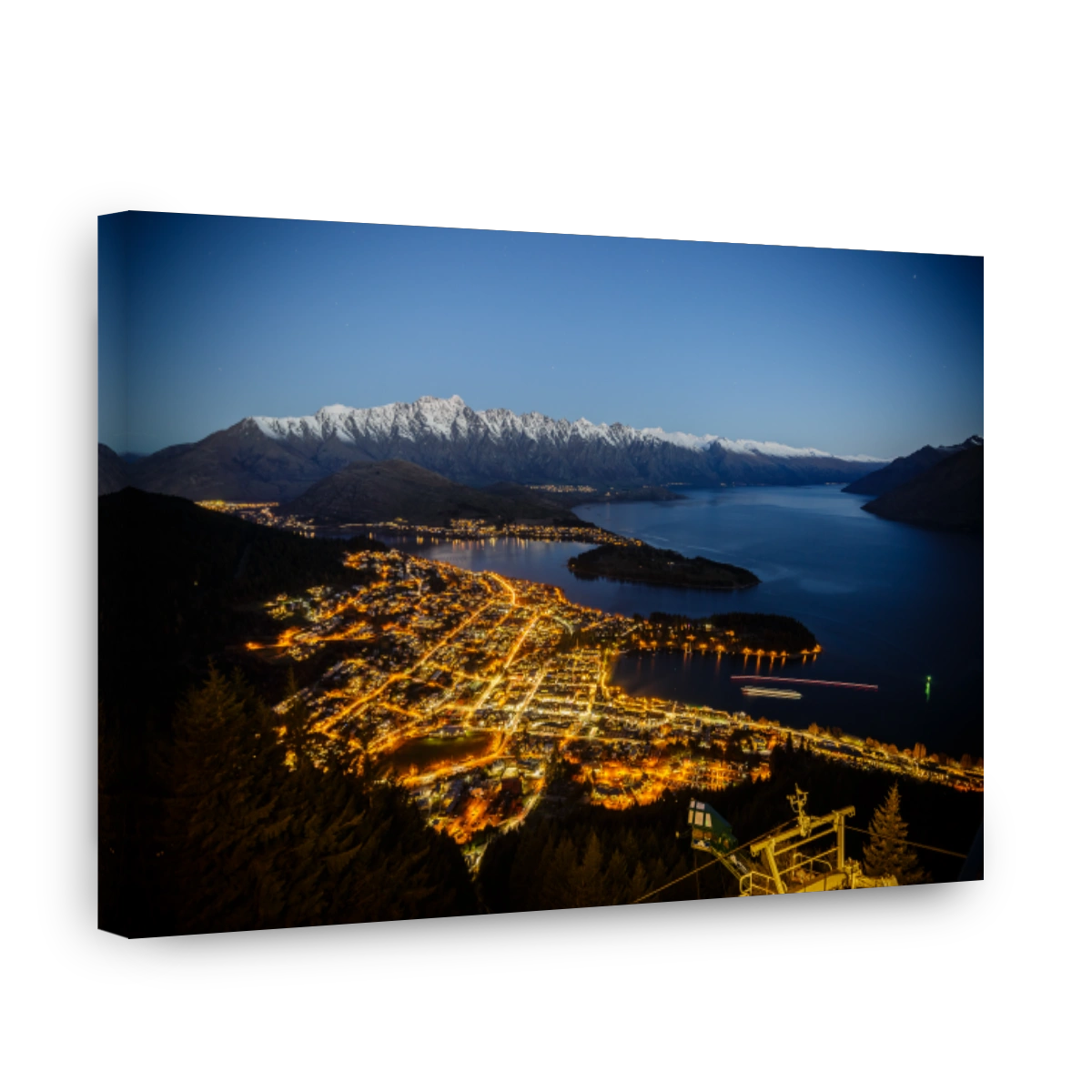 Queenstown Cityscape at Night with Remarkables Mountain Range