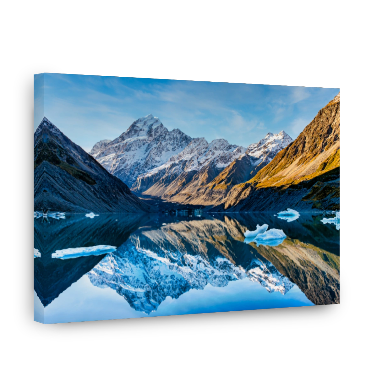 Icebergs in Serene Alpine Lake Reflection