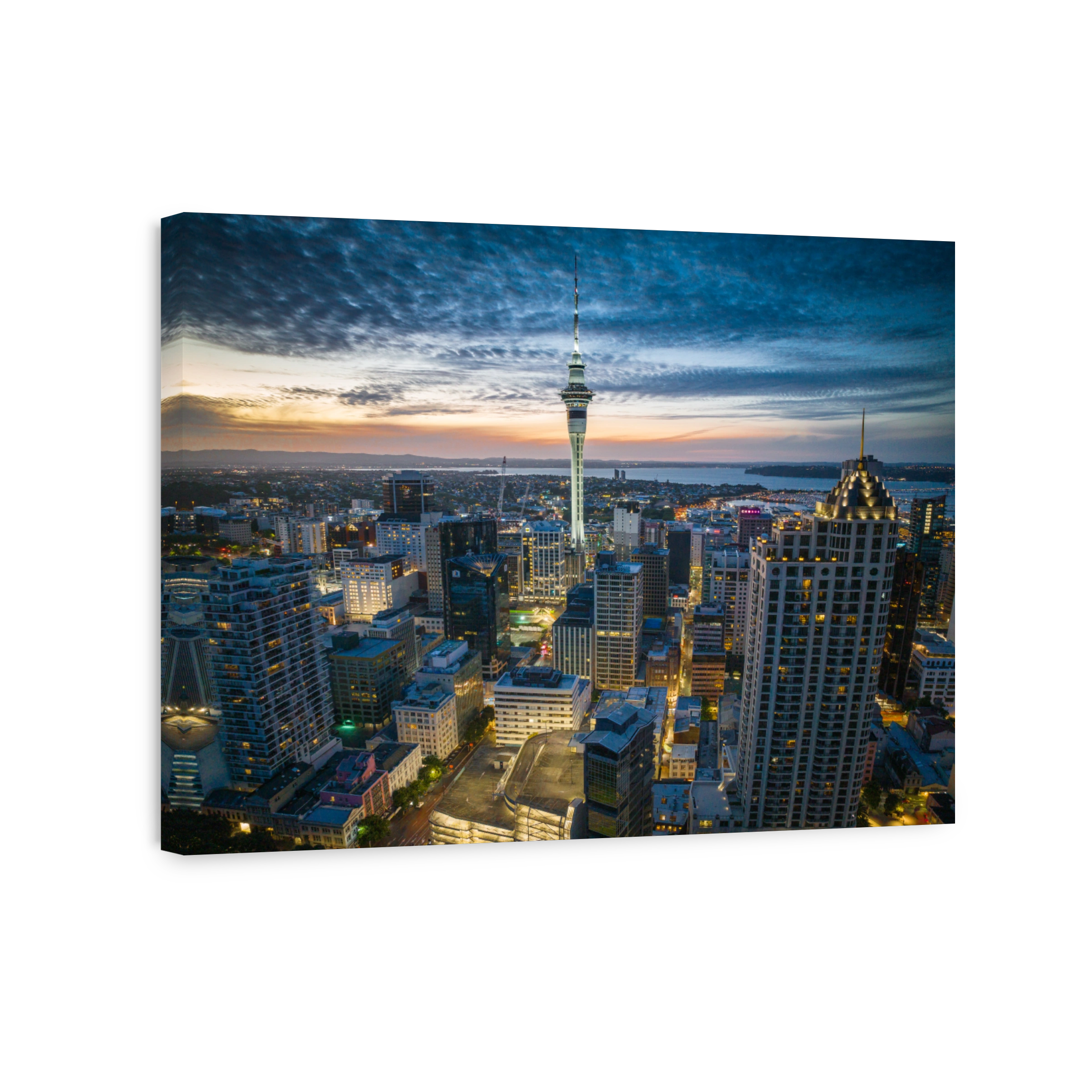 Dramatic Auckland City Skyline at Dusk
