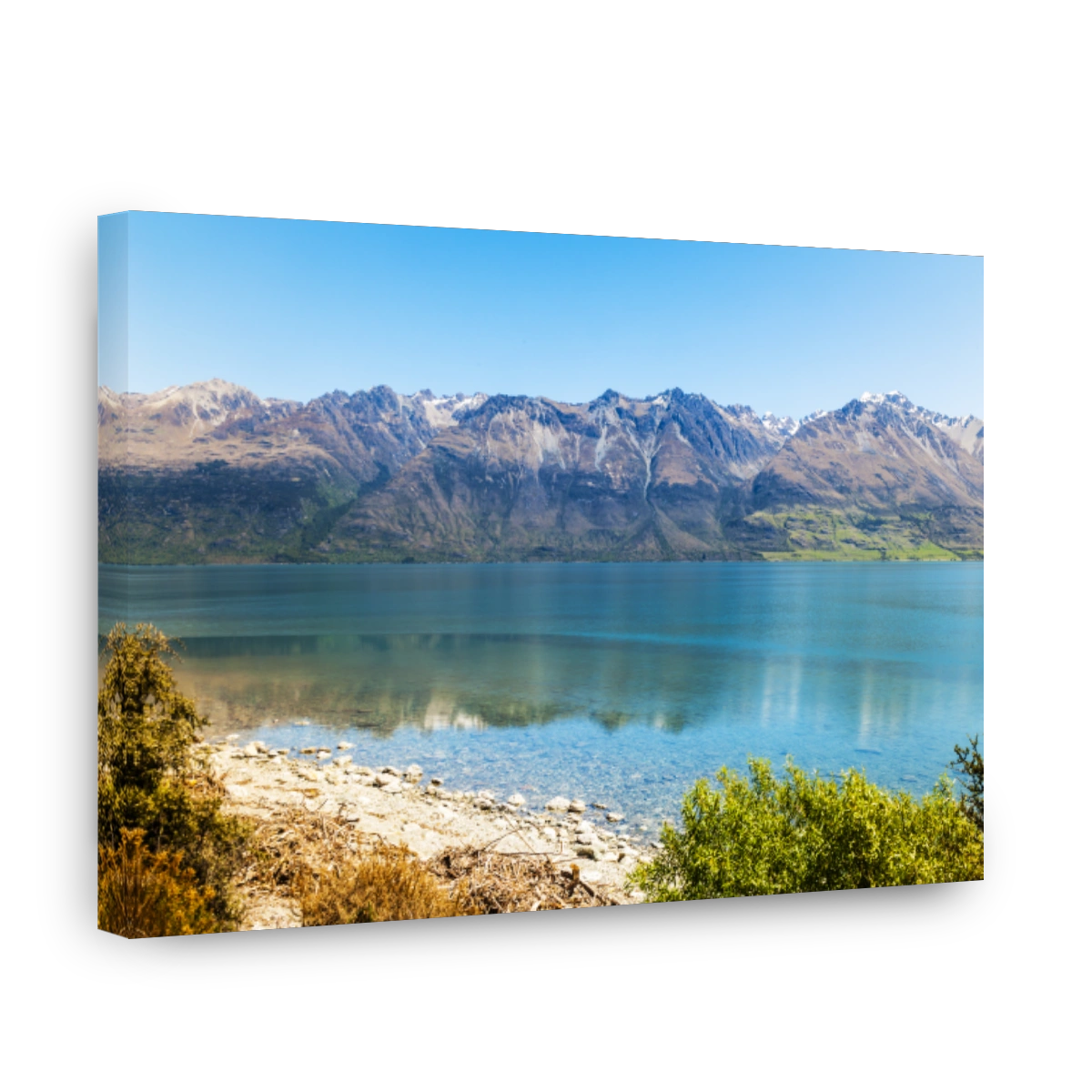 Serene Lake Wakatipu with Snowcapped Mountains