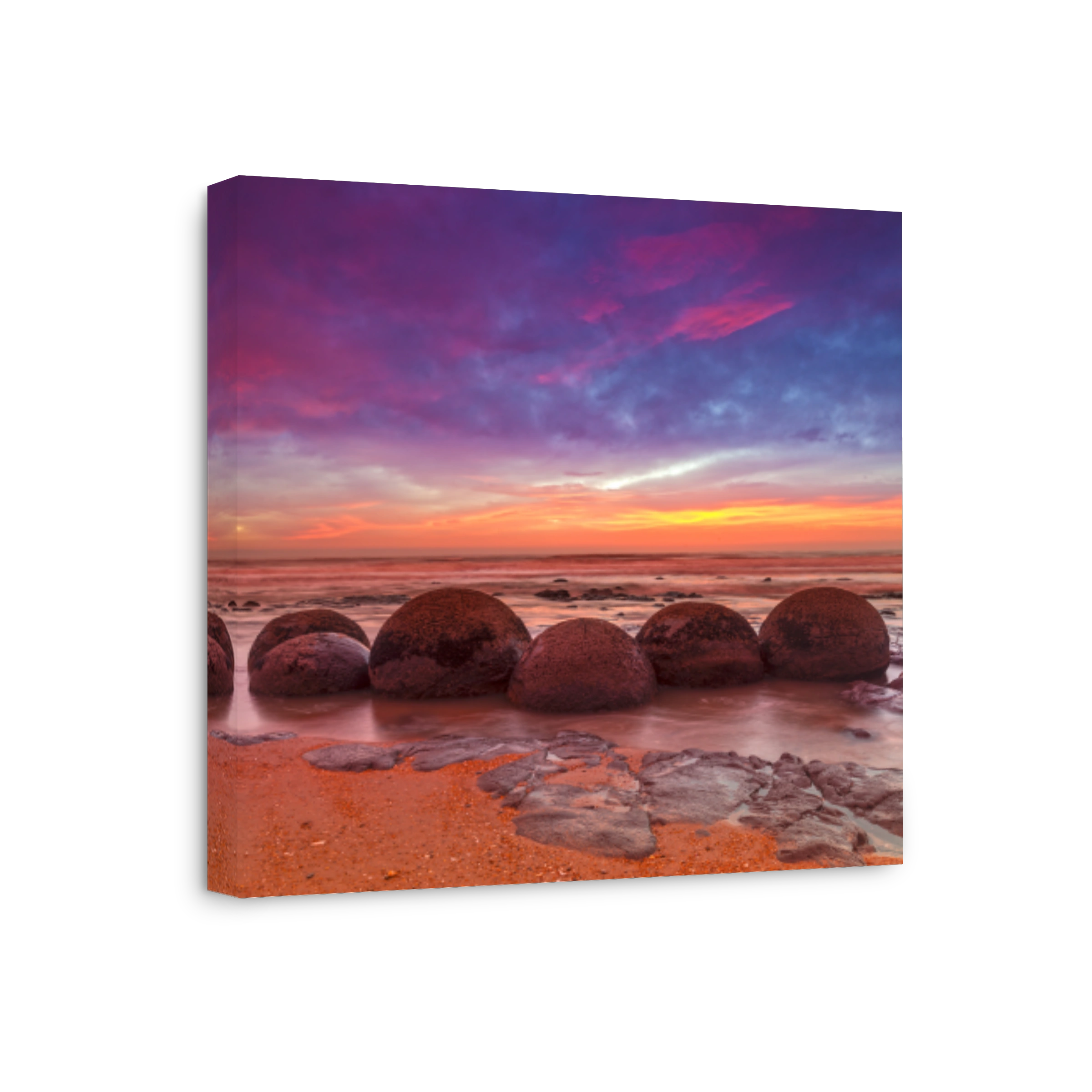 Dramatic Moeraki Boulders at Sunset