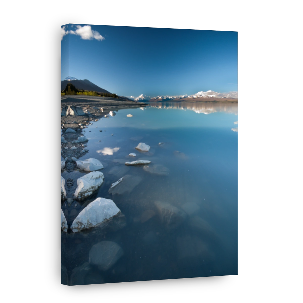 Serene Lake Pukaki Landscape with Snow Capped Mountains