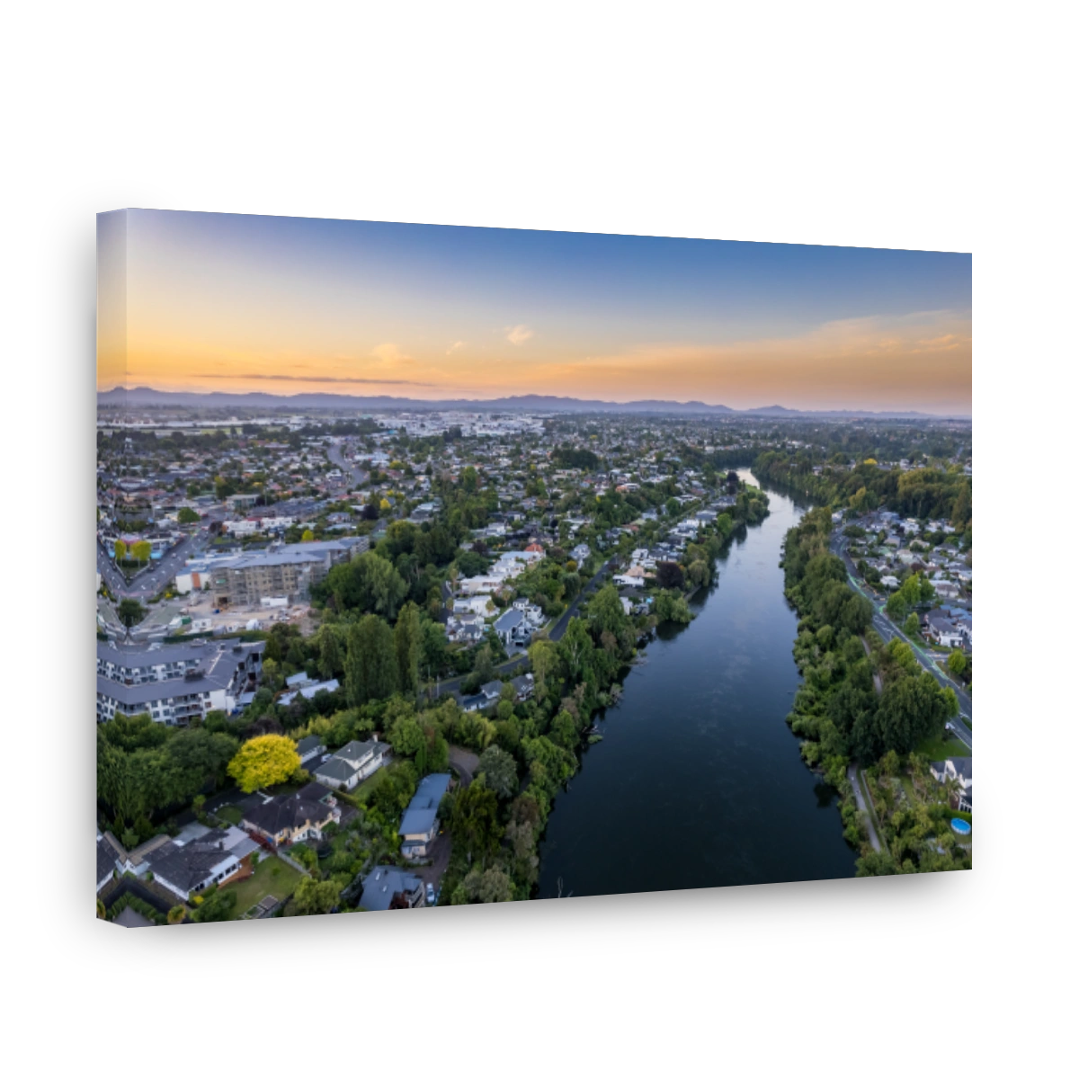 Hamilton Cityscape with Waikato River at Sunset