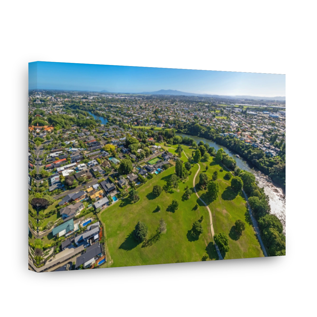 Hamilton City and Waikato River Aerial View