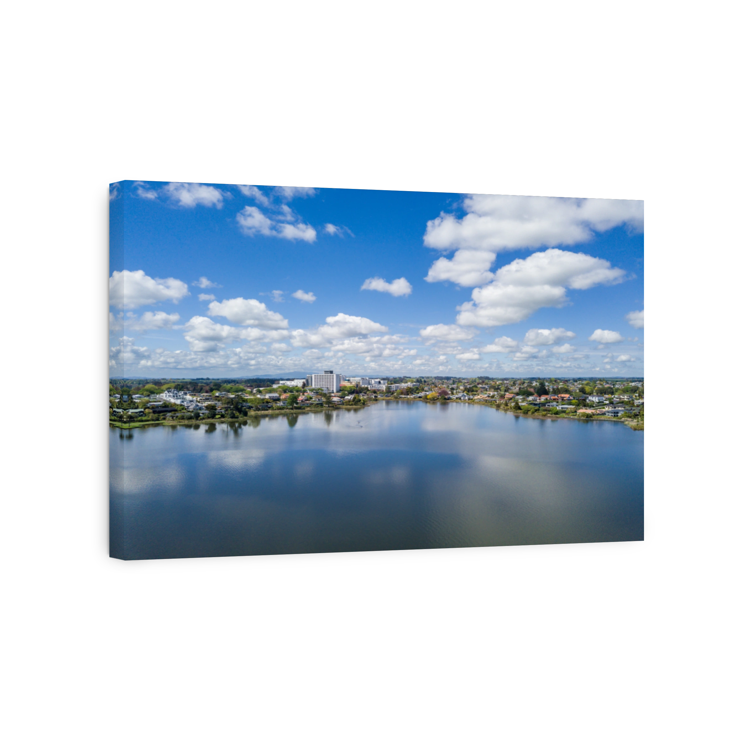 Aerial view of Lake Rotoroa and Hamilton cityscape