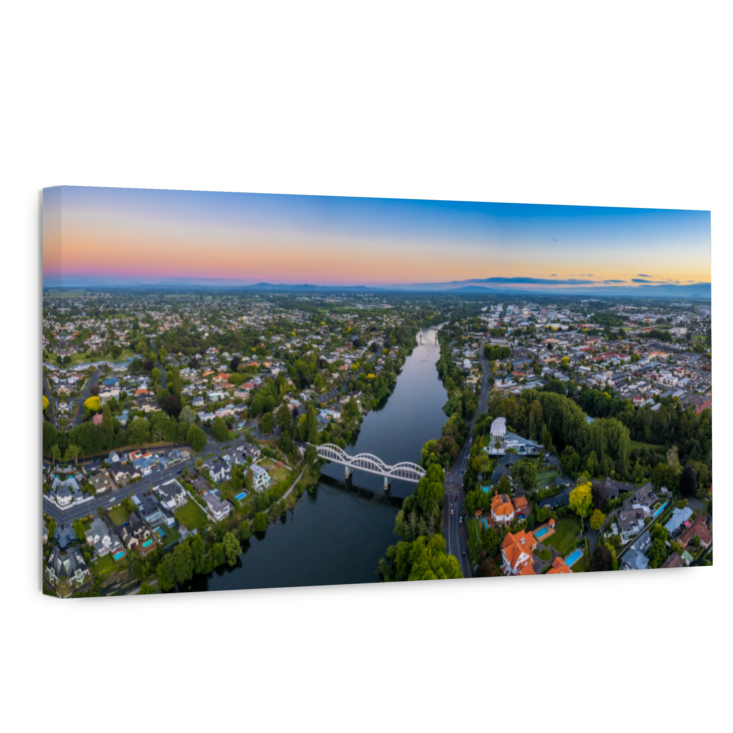 Hamilton City Aerial View at Sunset