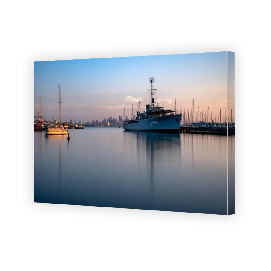 MELBOURNE, AUSTRALIA - Jan 29, 2021: The retired warship permanently docked at the beach of Williamstown opens to public