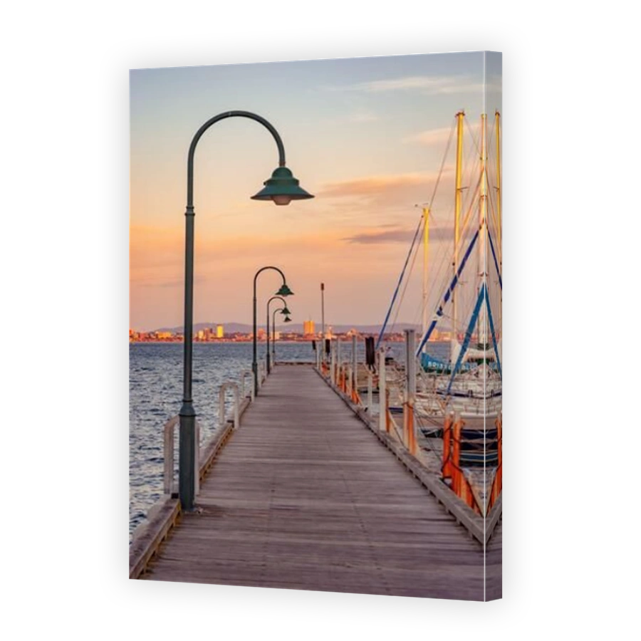 Melbourne, Australia - Yachts docked at the Williamstown pier at sunset
