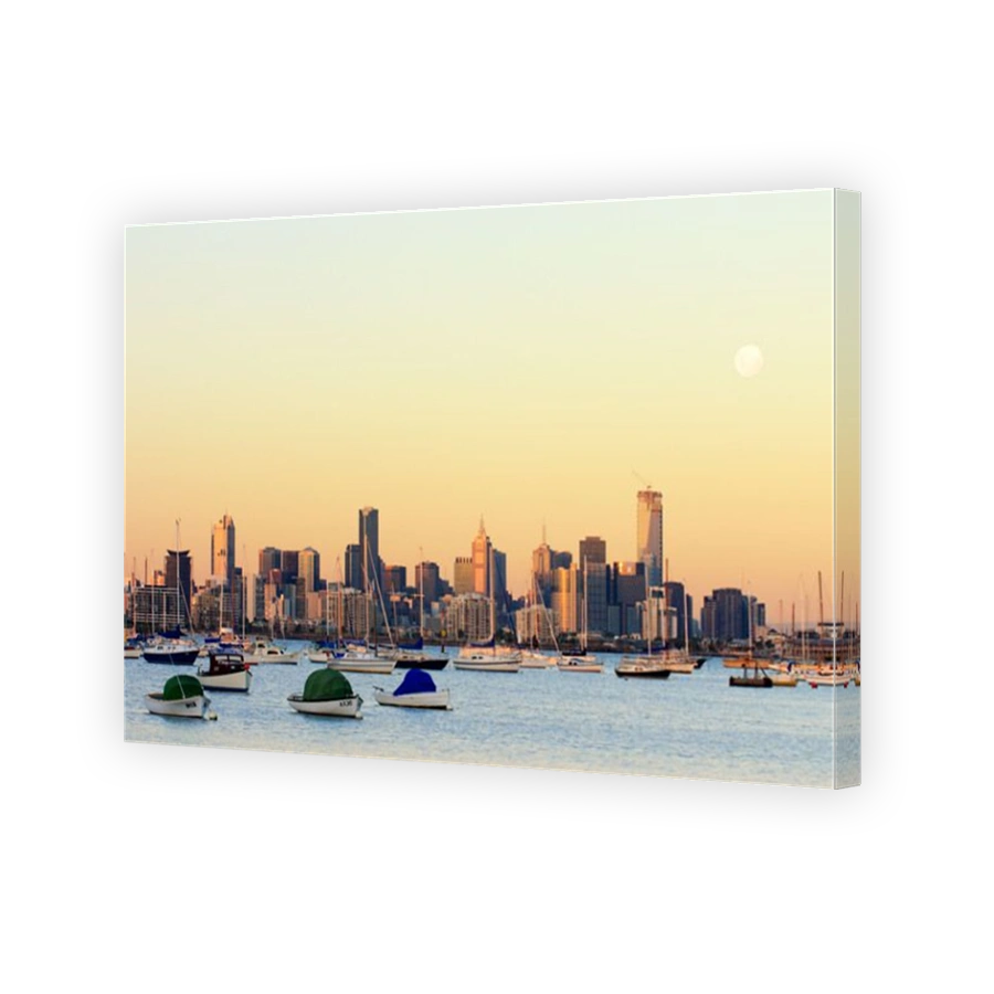 Fullmoon over the city of Melbourne from Williamstown Beach