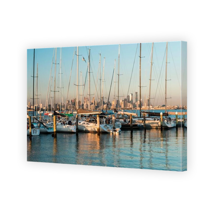 Serene Sailboats at Williamstown with Melbourne Cityscape