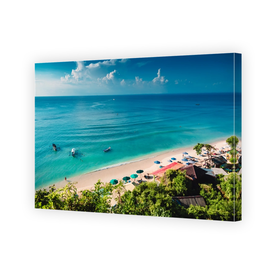 Tropical beach with boats and blue ocean in tropical island