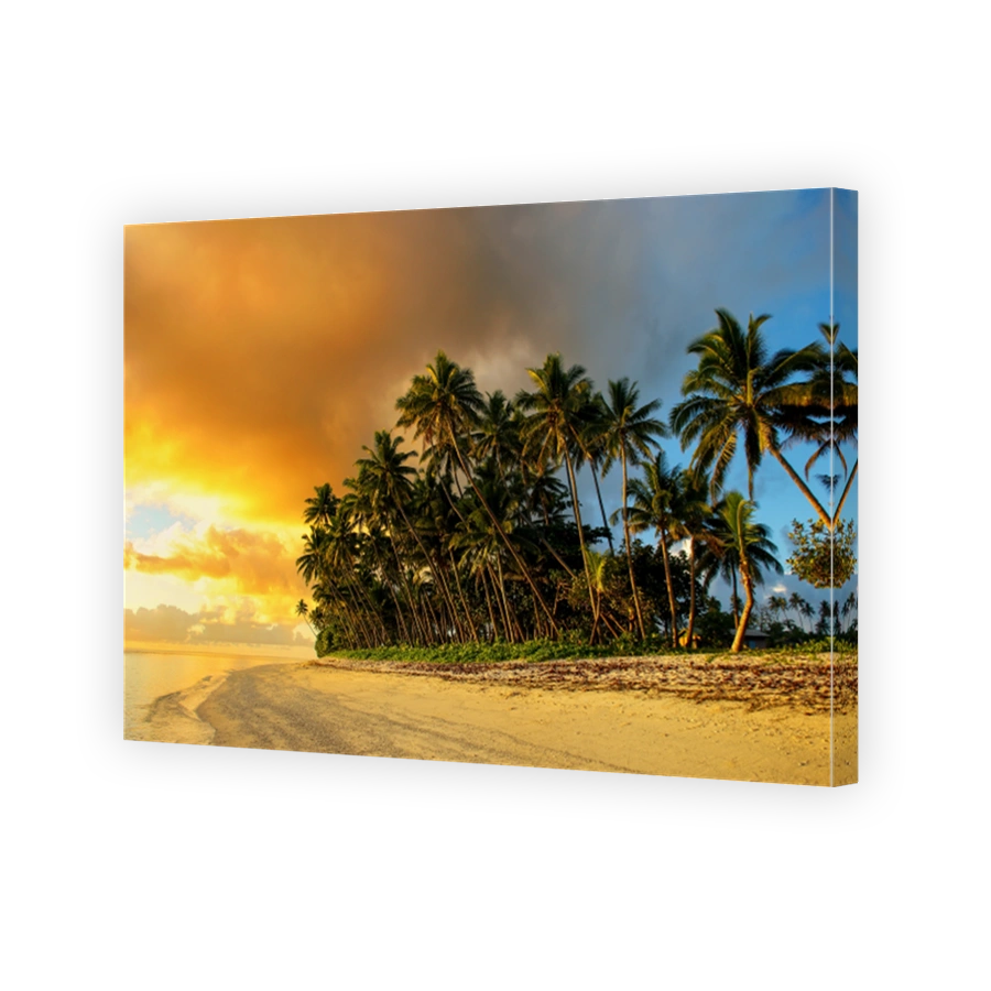 Colorful sunrise  on the beach in Lavena village in Taveuni