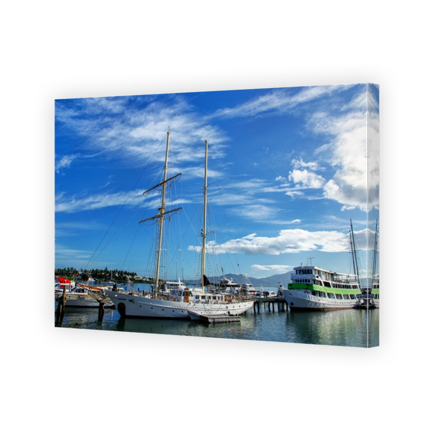 Boats anchored at Denarau port, Viti Levu, Fiji