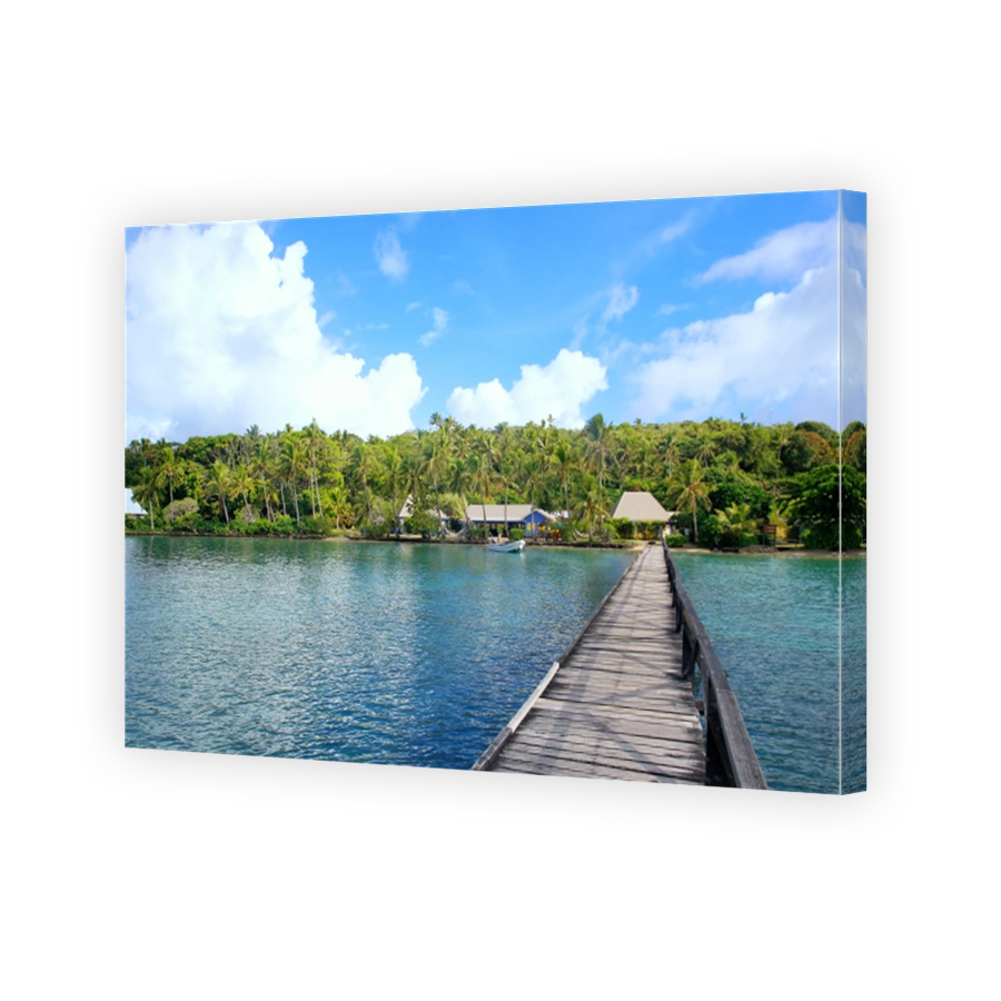 Long wooden pier at Nananu-i-Ra island, Fiji