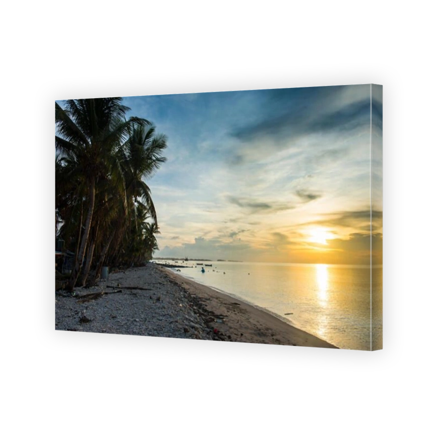Serene beach at sunset in Tuvalu
