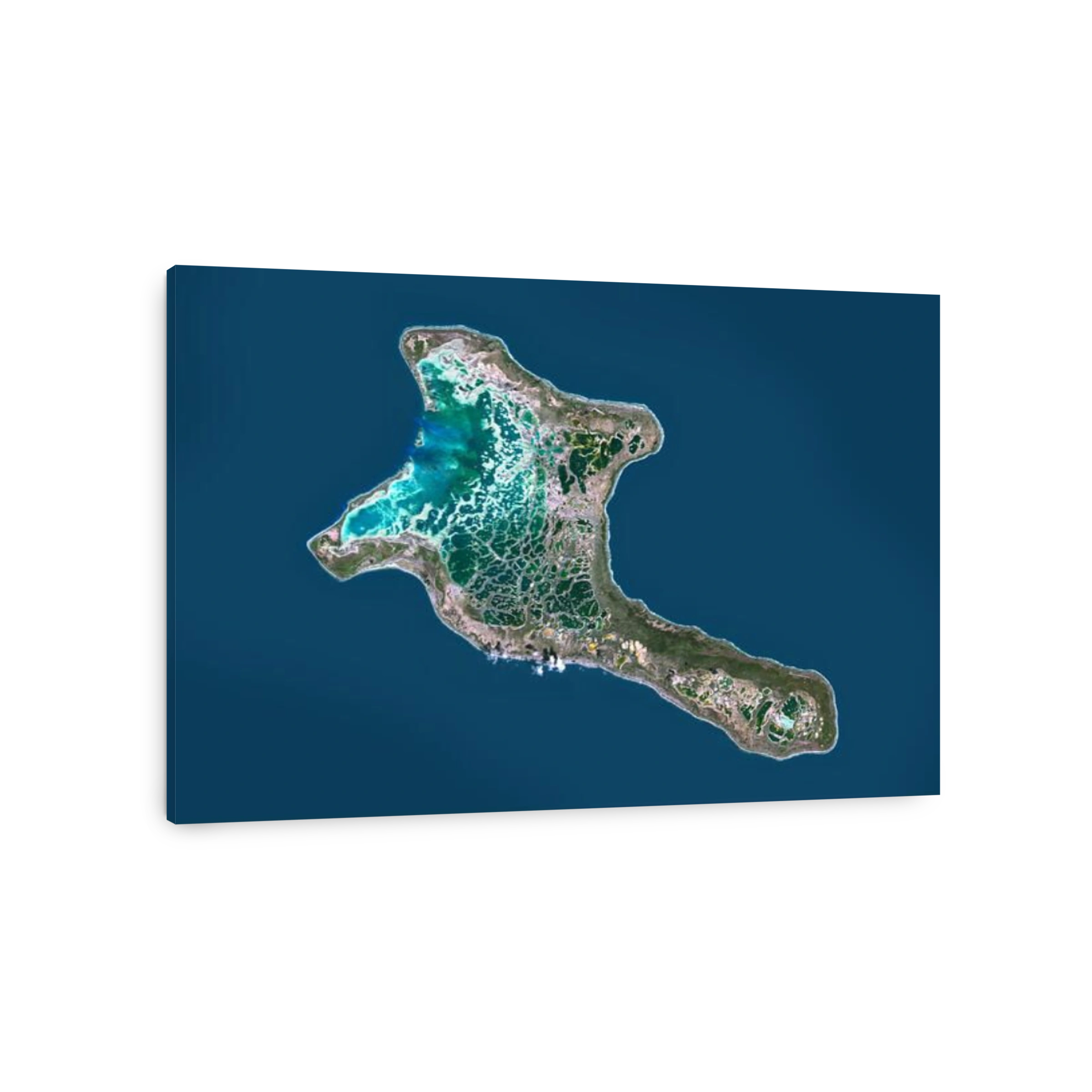 Satellite view of Christmas Island, Kiribati. This image was compiled from data acquired by Landsat 8 satellite in 2014.