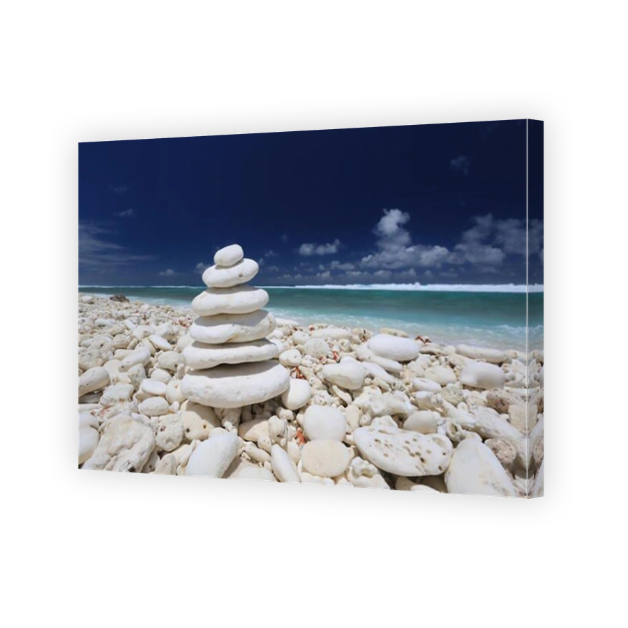 Coral stone pyramid on the beach, Christmas Island, Kiribati