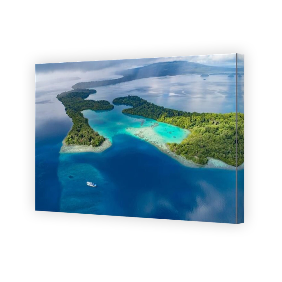 Aerial View from Luten's Village, Marovo Lagoon, Maybe the bigest Saltwater lagoon of the World, Solomon Islands, Solomon Sea