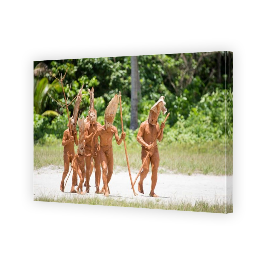 Solomon Islands, Makira-Ulawa Province, Owaraha aka Santa Ana, traditional mud men war dance.