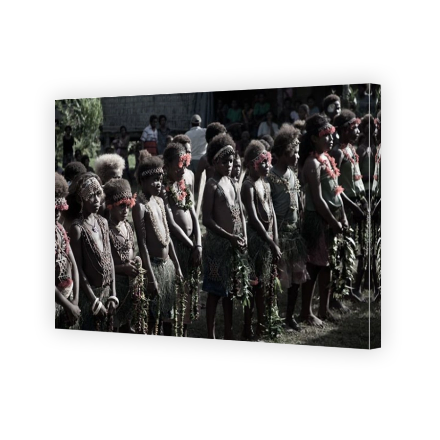 Solomon Island village children perform traditional dances. Florida Islands, Solomon Islands, Pacific Ocean.