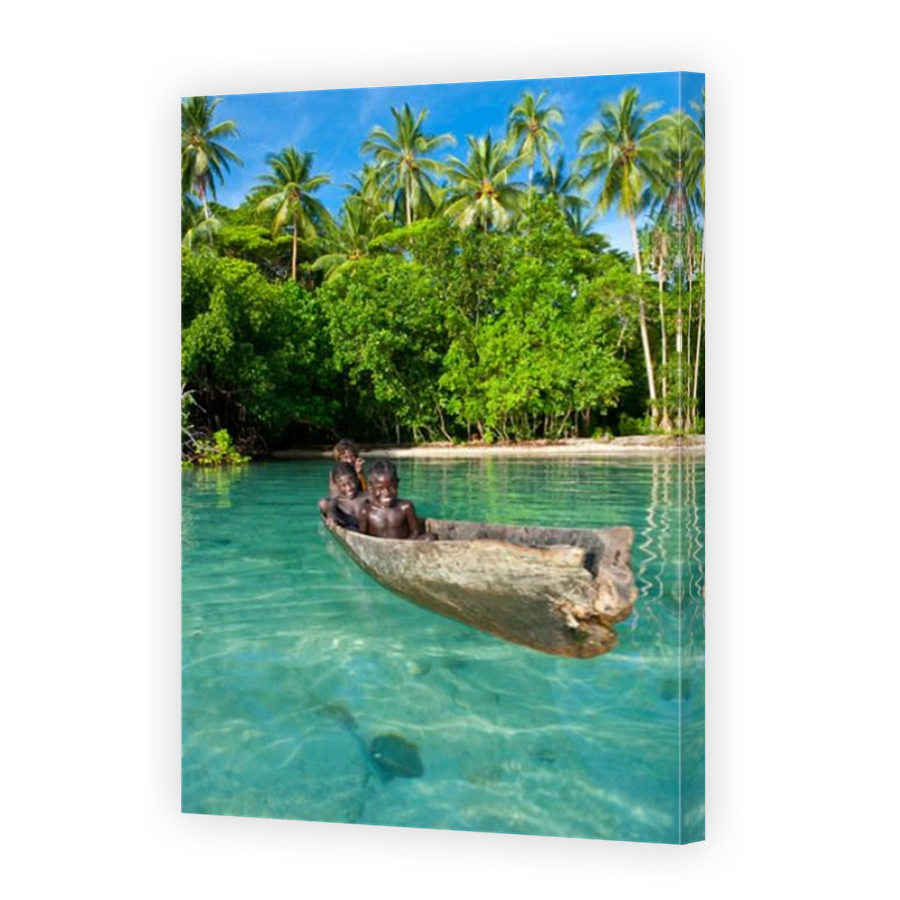 Young boys fishing in the Marovo Lagoon, Solomon Islands, Pacific