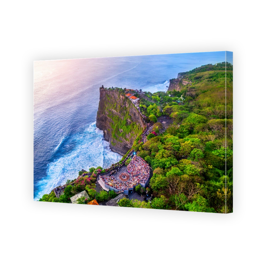 Aerial shots of Uluwatu temple in Bali, Indonesia.