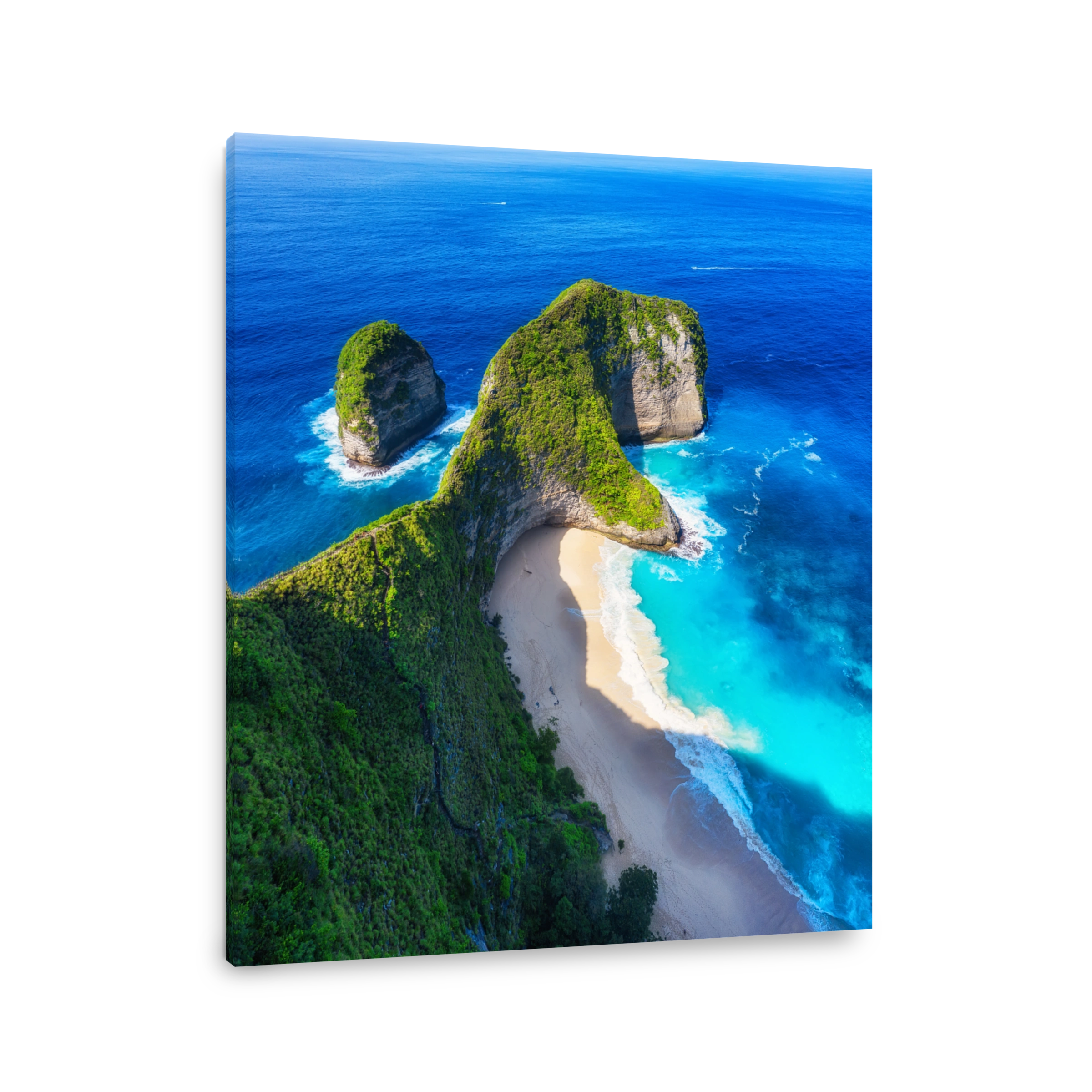 Aerial view at sea and rocks. Turquoise water background from top view. Summer seascape from air. Kelingking beach, Nusa Penida, Bali, Indonesia. Travel - image