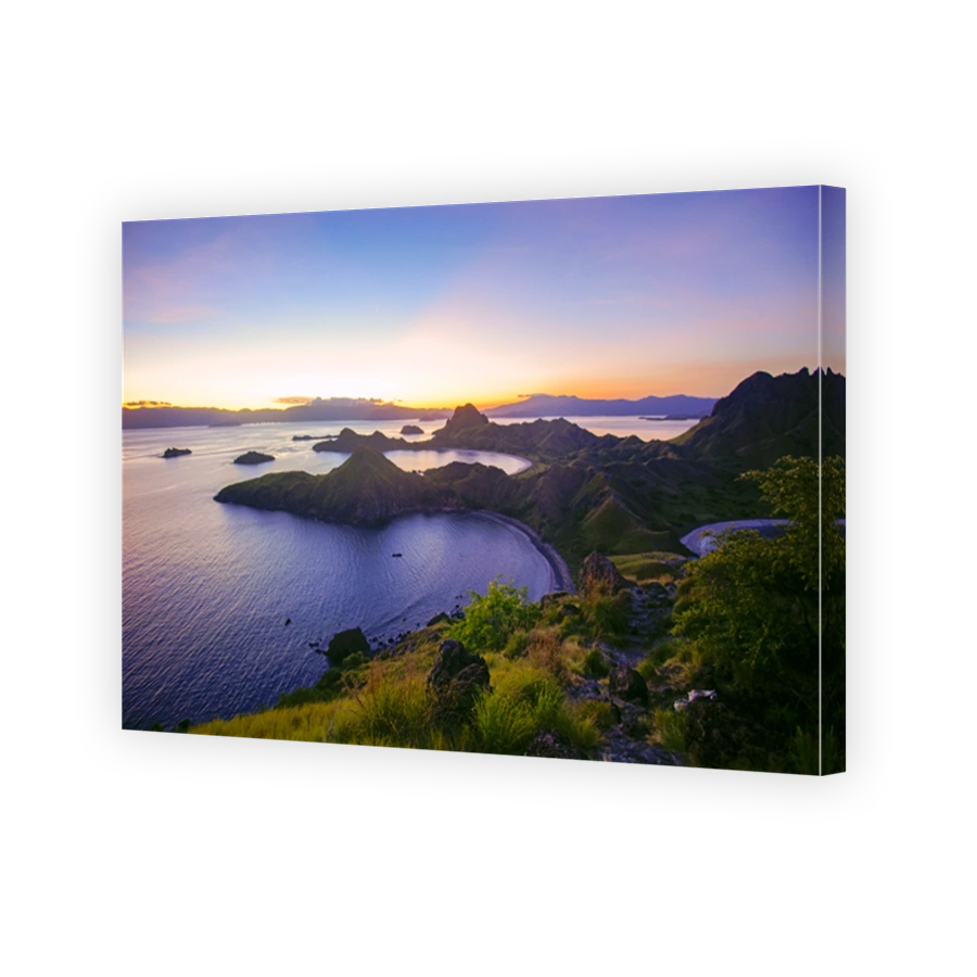 Panoramic view of majestic Padar Island during magnificent sunset.