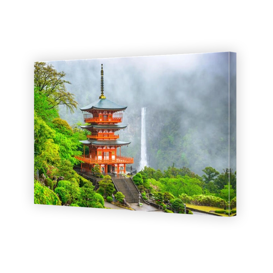 Nachi, Japan at Nachi Taisha Shrine Pagoda and waterfall.