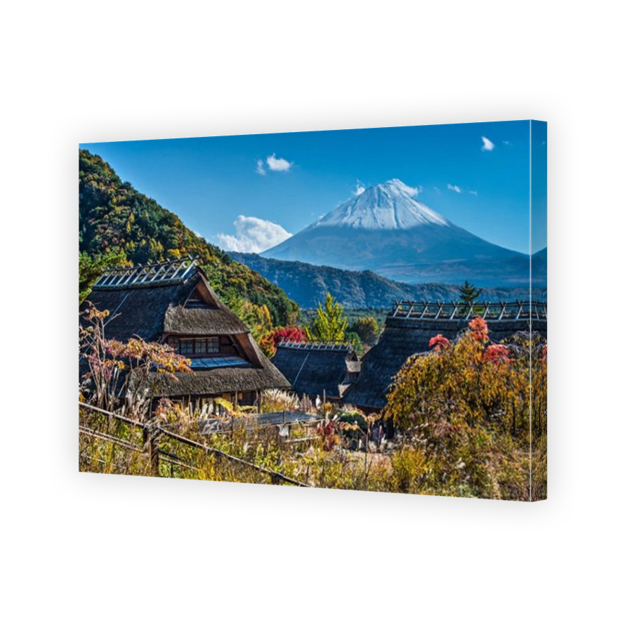 Mt Fuji viewed from Iyashinofurusato near Lake Saiko in Japan.
