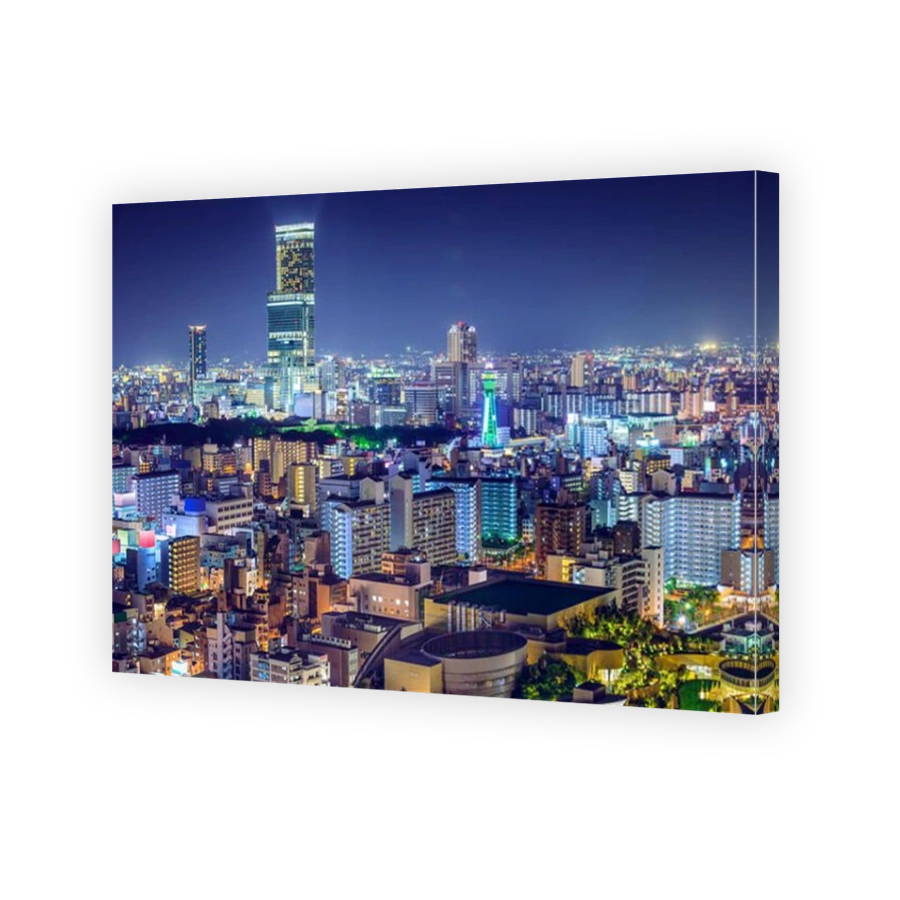 Osaka, Japan at Abeno District and Shinsekai districts.
