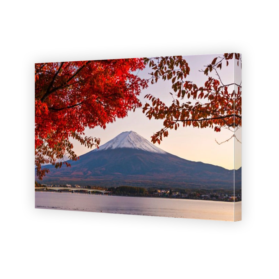 Mt. Fuji with fall Foliage in Japan.
