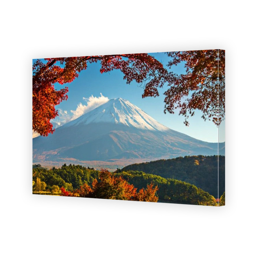 Mt. Fuji with fall Foliage in Japan.