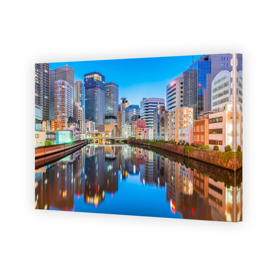 Osaka, Japan FInancial District Skyline on the Ogawa River