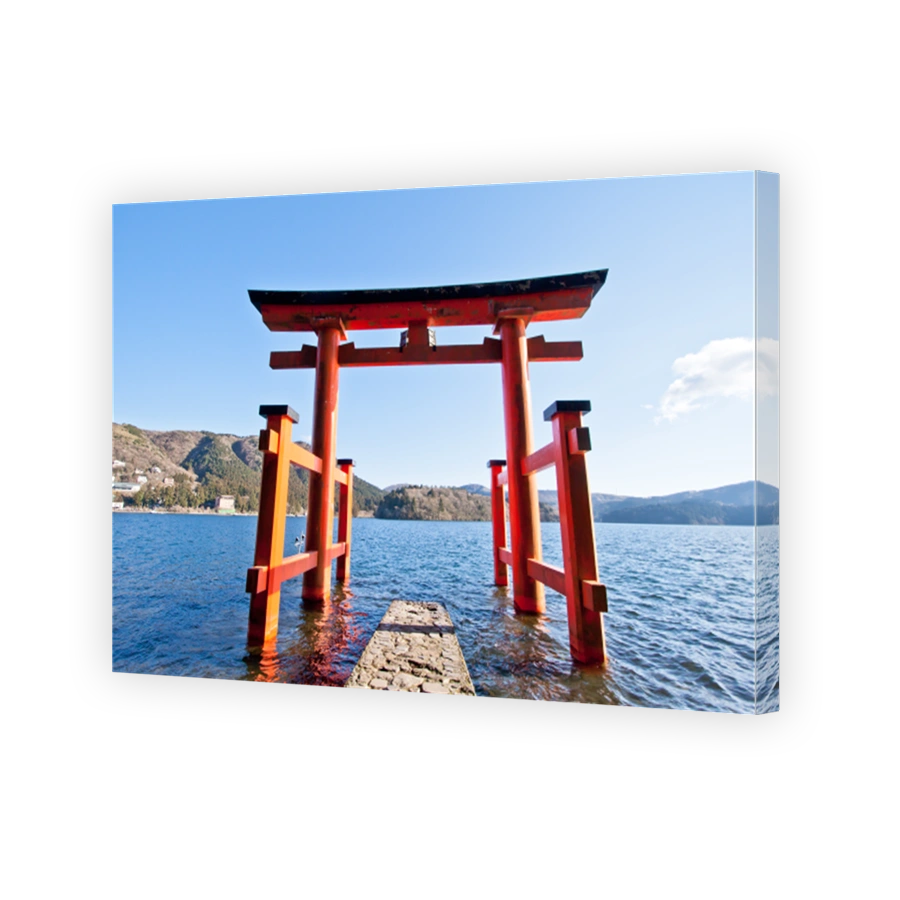 The torii gate which stand on the shore of Lake Ashi