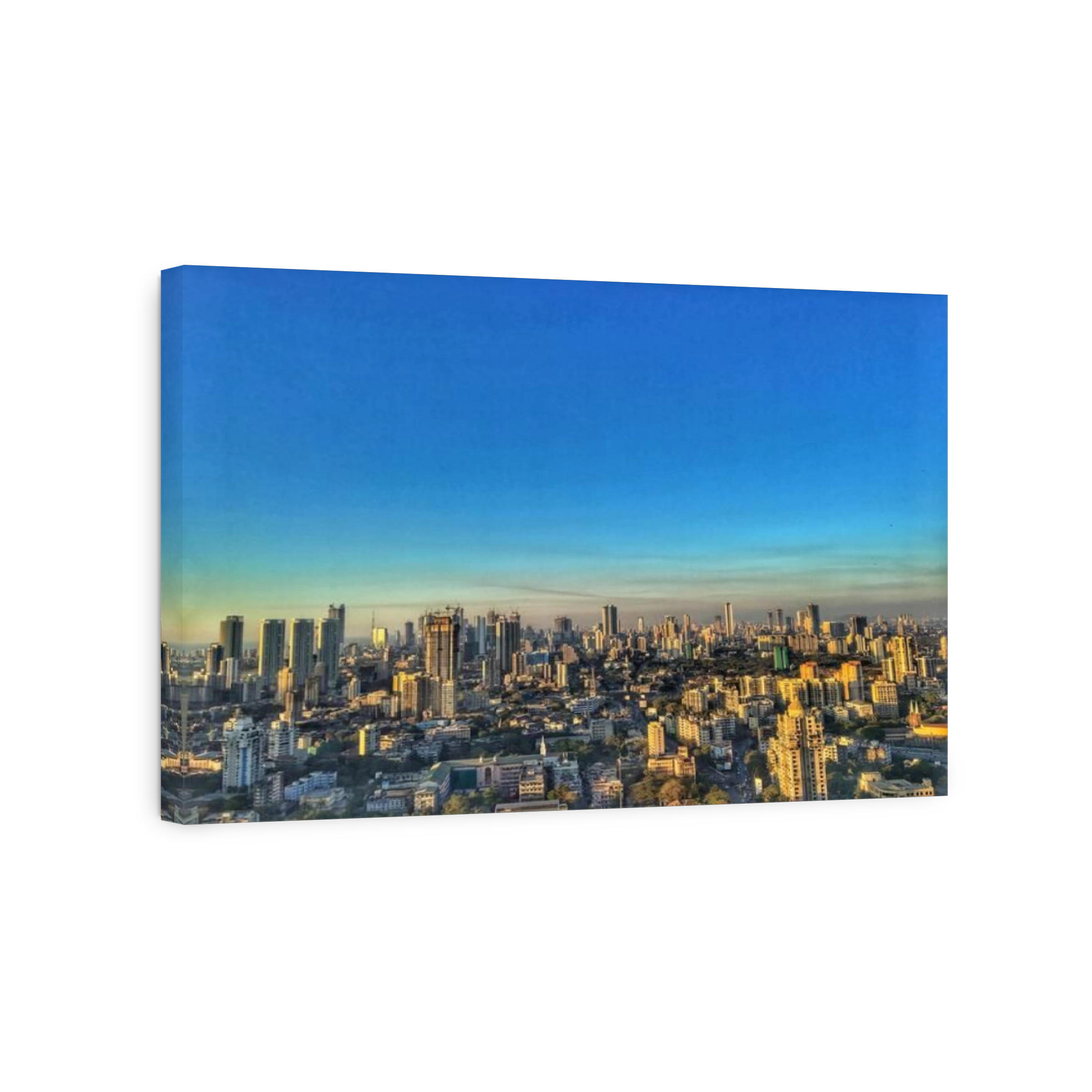 Aerial View of South Mumbai, India in evening.