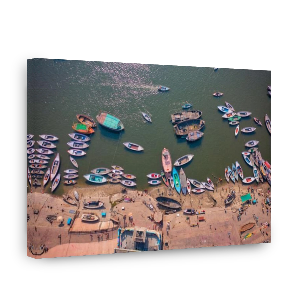 Aerial view of Varanasi, the spiritual capital of India and Ghats in Varanasi at Ganges river in Varanasi, Uttar Pradesh, India.