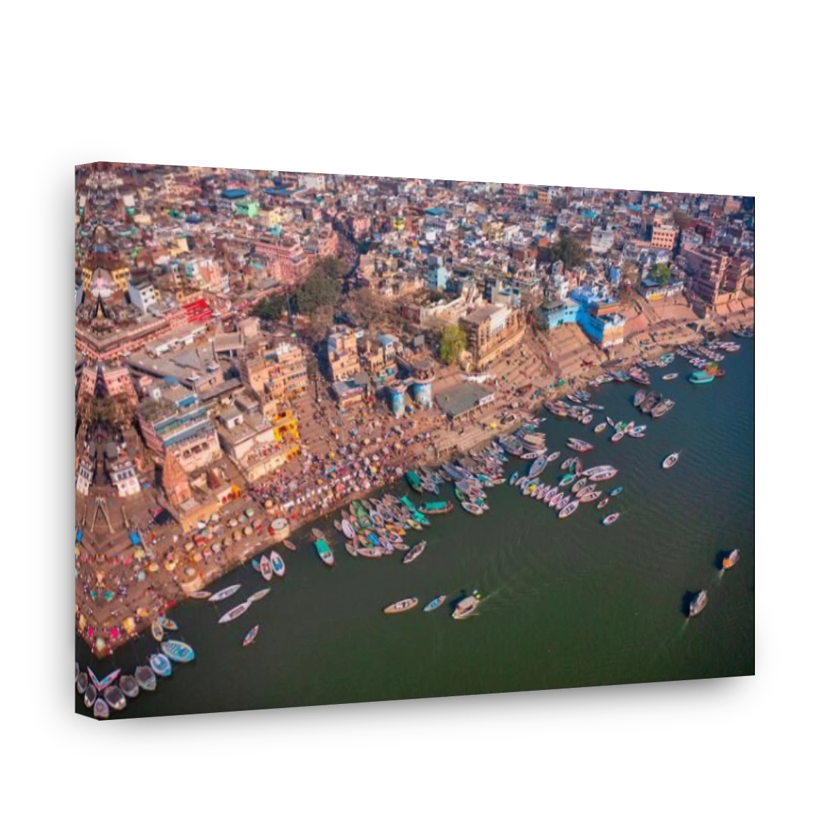 Aerial view of Varanasi, the spiritual capital of India and Ghats in Varanasi at Ganges river in Varanasi, Uttar Pradesh, India.