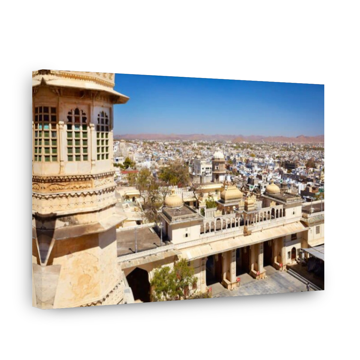 Aerial view of Udaipur town from the City Palace, Udaipur, Rajasthan, India