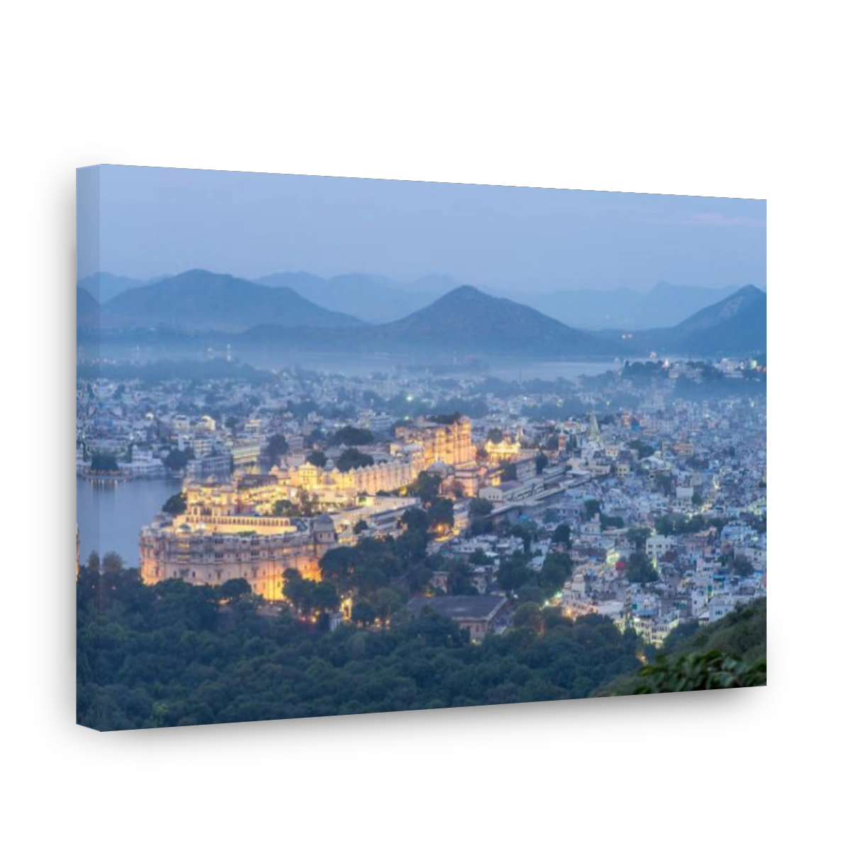 aerial view of udaipur at night