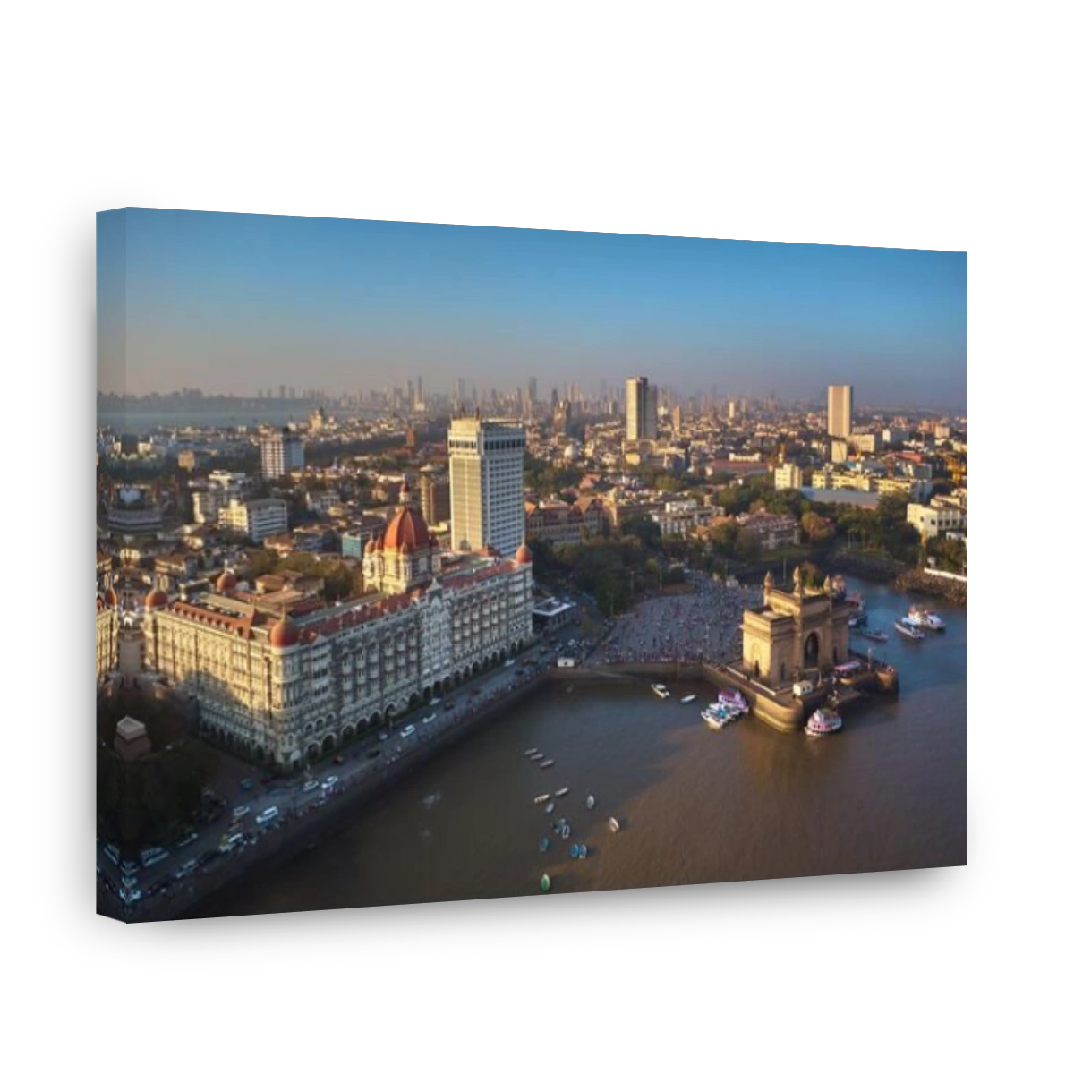 Mumbai ocean line and gate of India, aerial drone view
