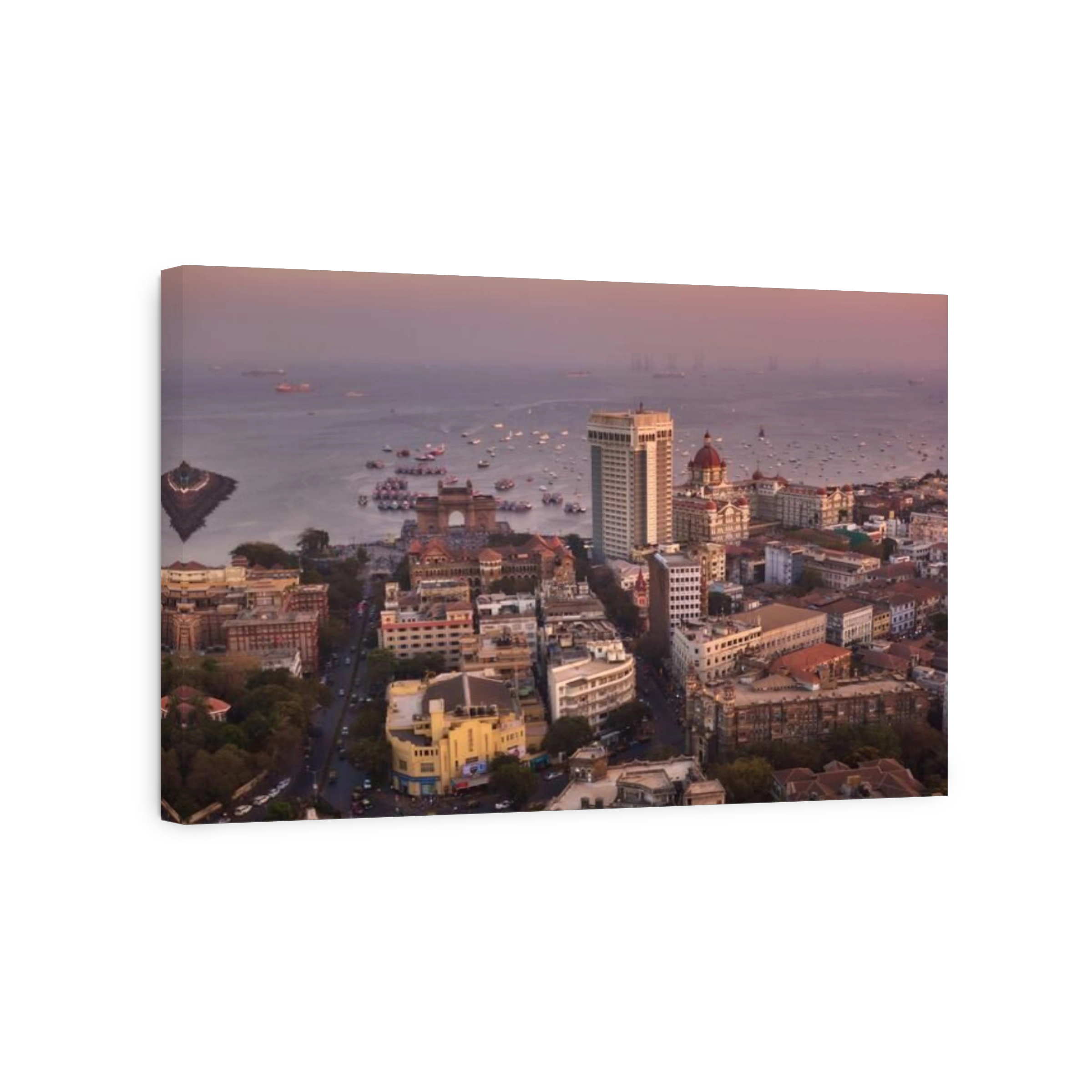 Mumbai ocean line and gate of India, aerial drone view