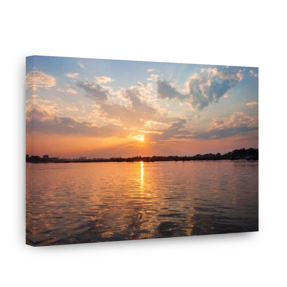 Sunset at the Keshi Ghat on Yamuna river in Vrindavan city in Uttar Pradesh state of India