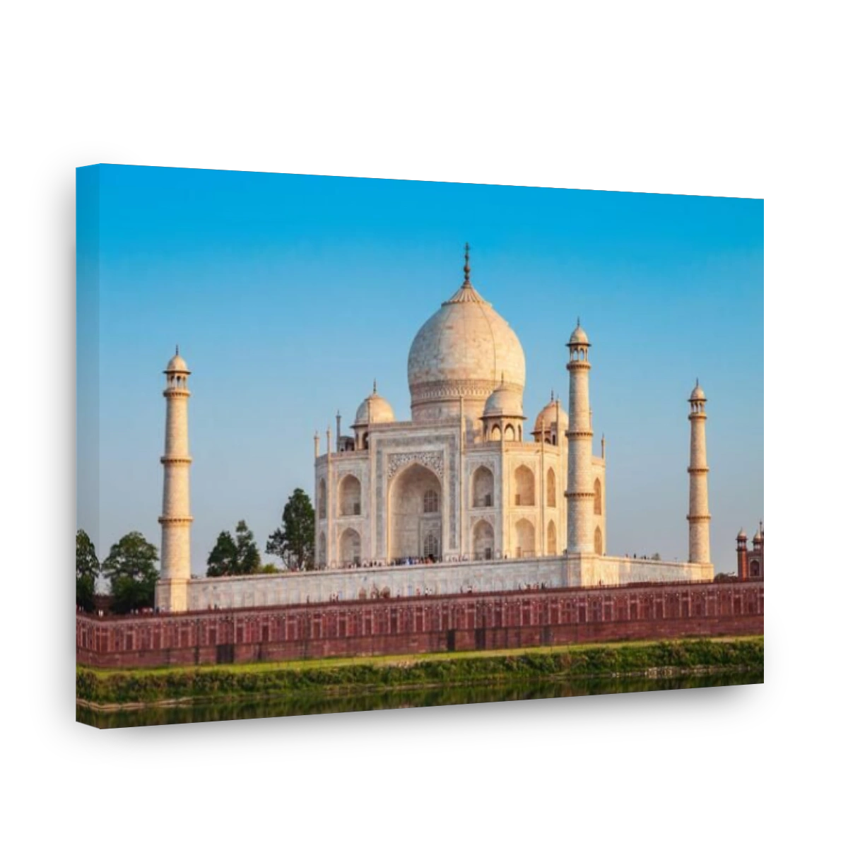 Taj Mahal is a white marble mausoleum on the bank of the Yamuna river in Agra city, Uttar Pradesh state, India