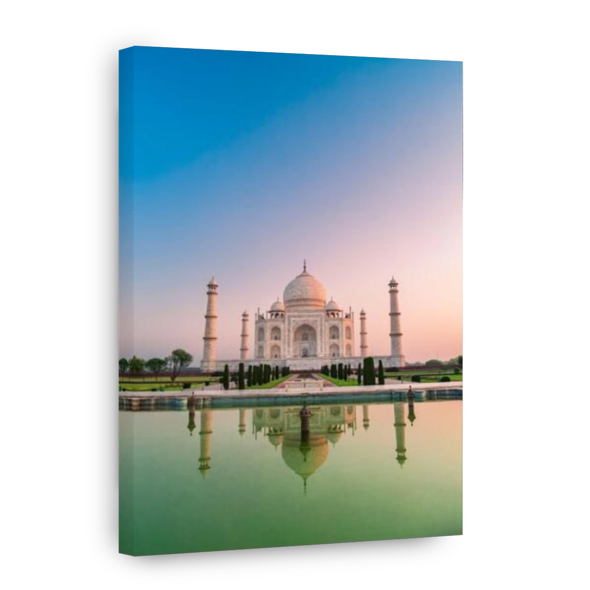 Taj Mahal is a white marble mausoleum on the bank of the Yamuna river in Agra city, Uttar Pradesh state, India