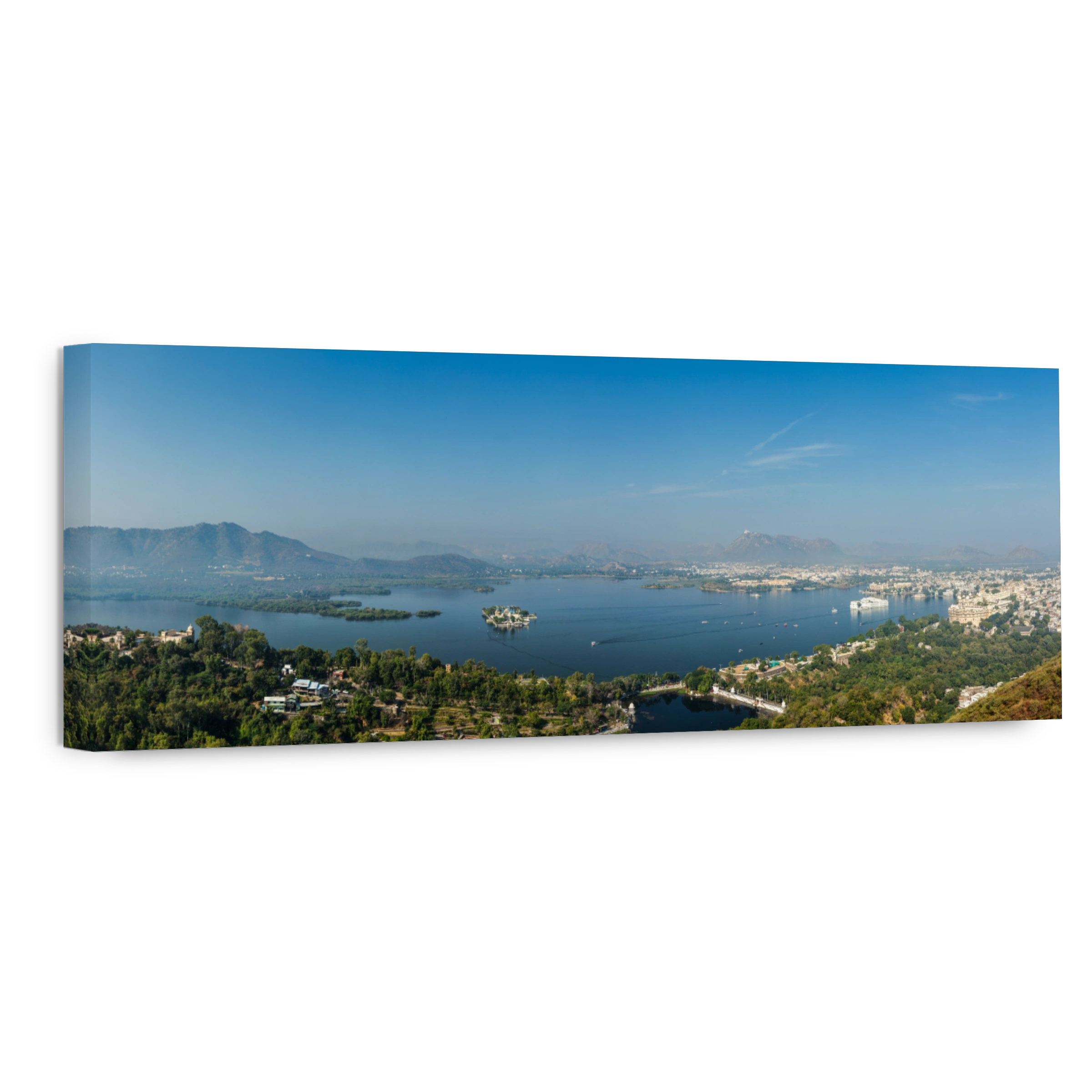 Aerial panorama of Lake Pichola with Palace (Jag Niwas)