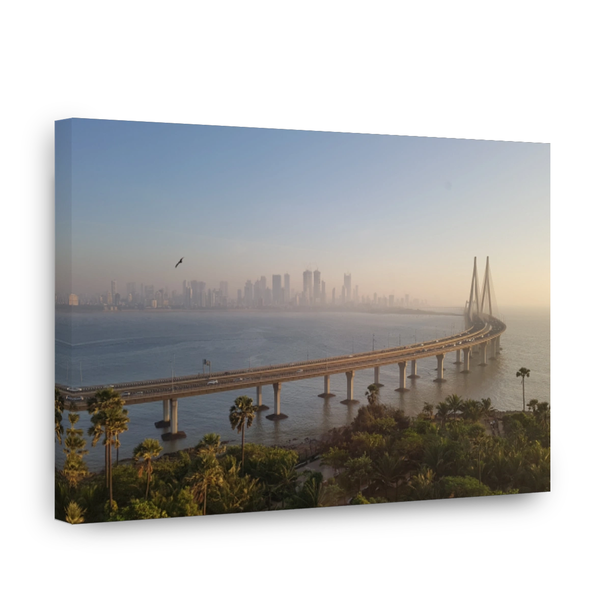 View Of City At Waterfront During Sunset