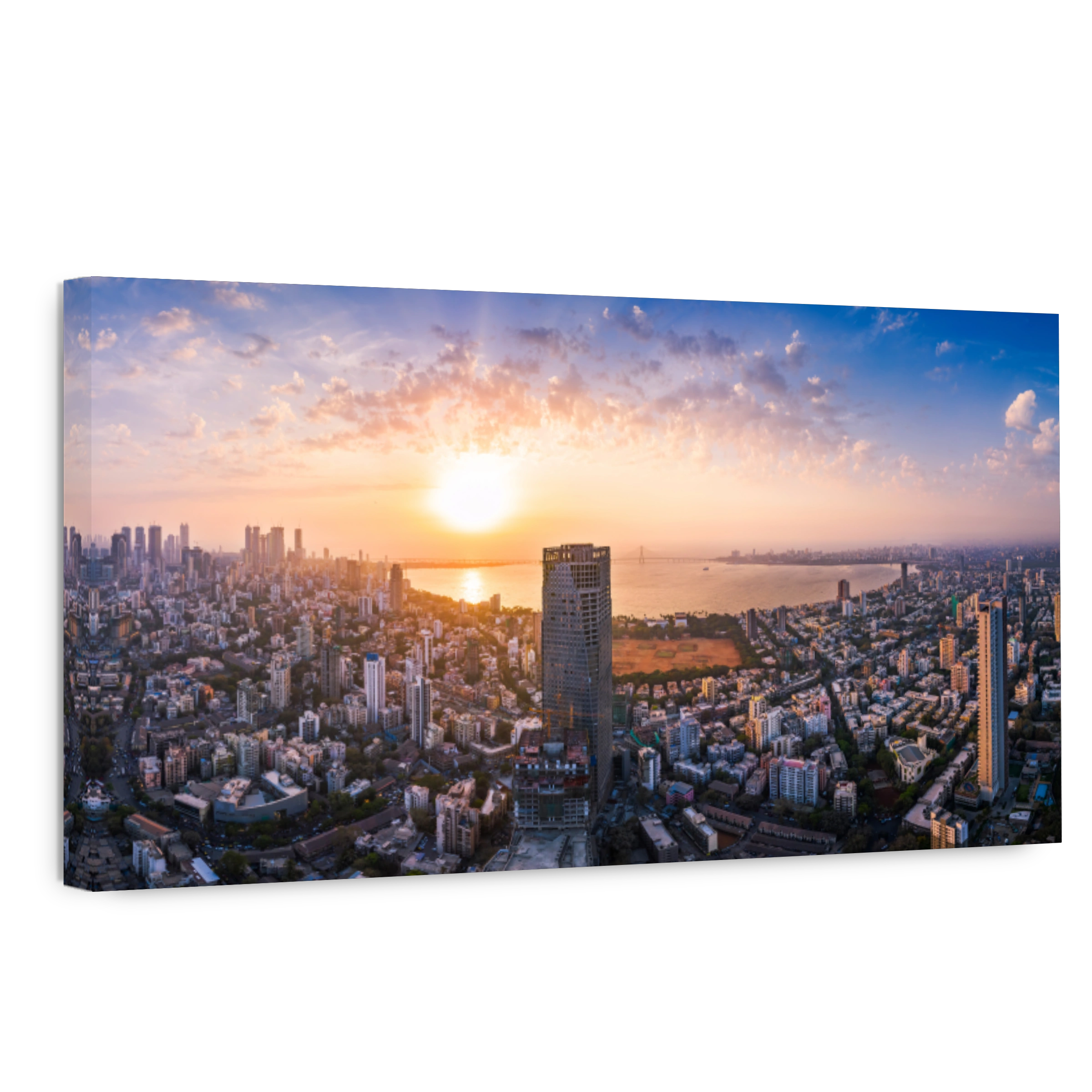 View of Mumbai showing the Bandra Worli Sea Link in the centre.