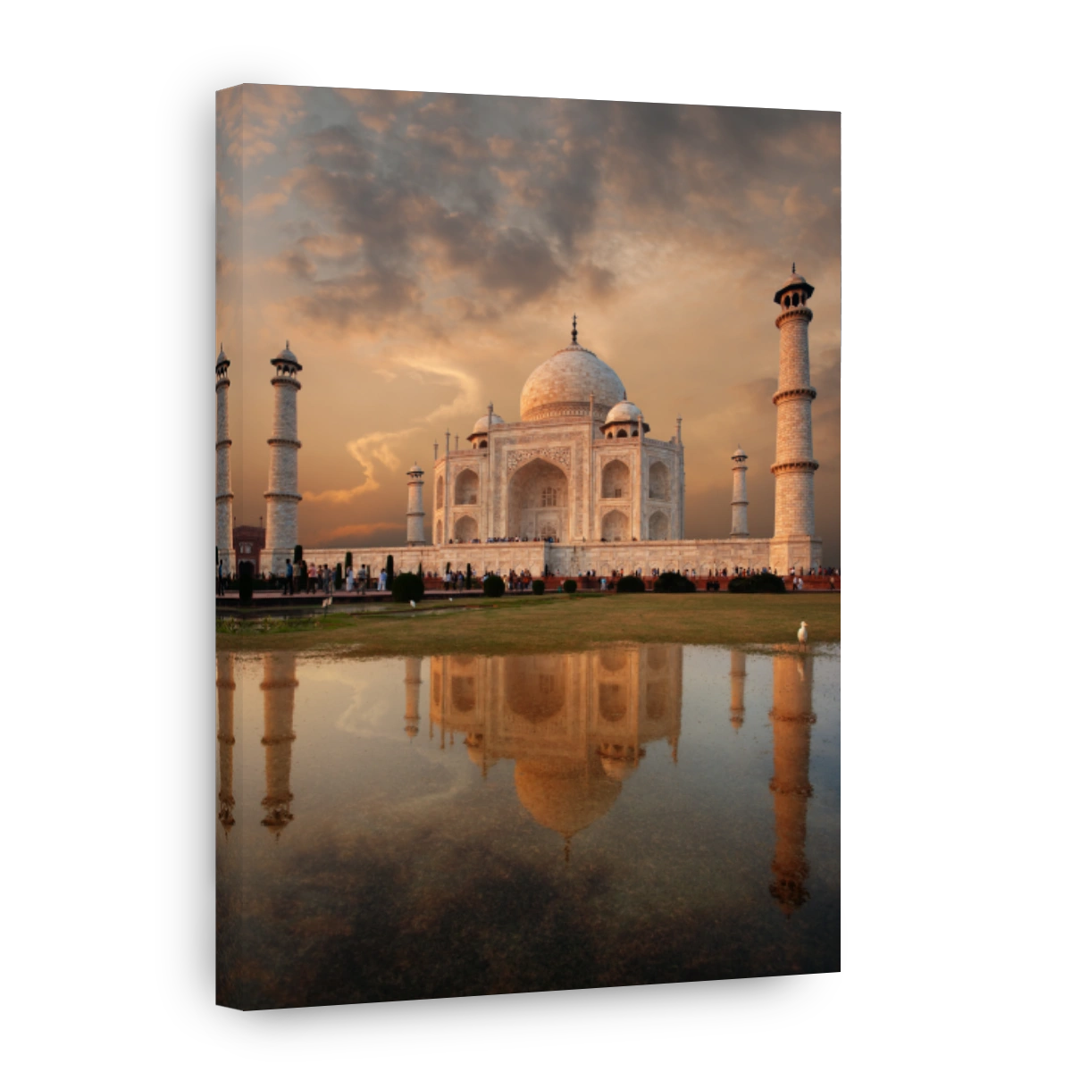 Taj Mahal Front Reflection Grass Sunset Sky