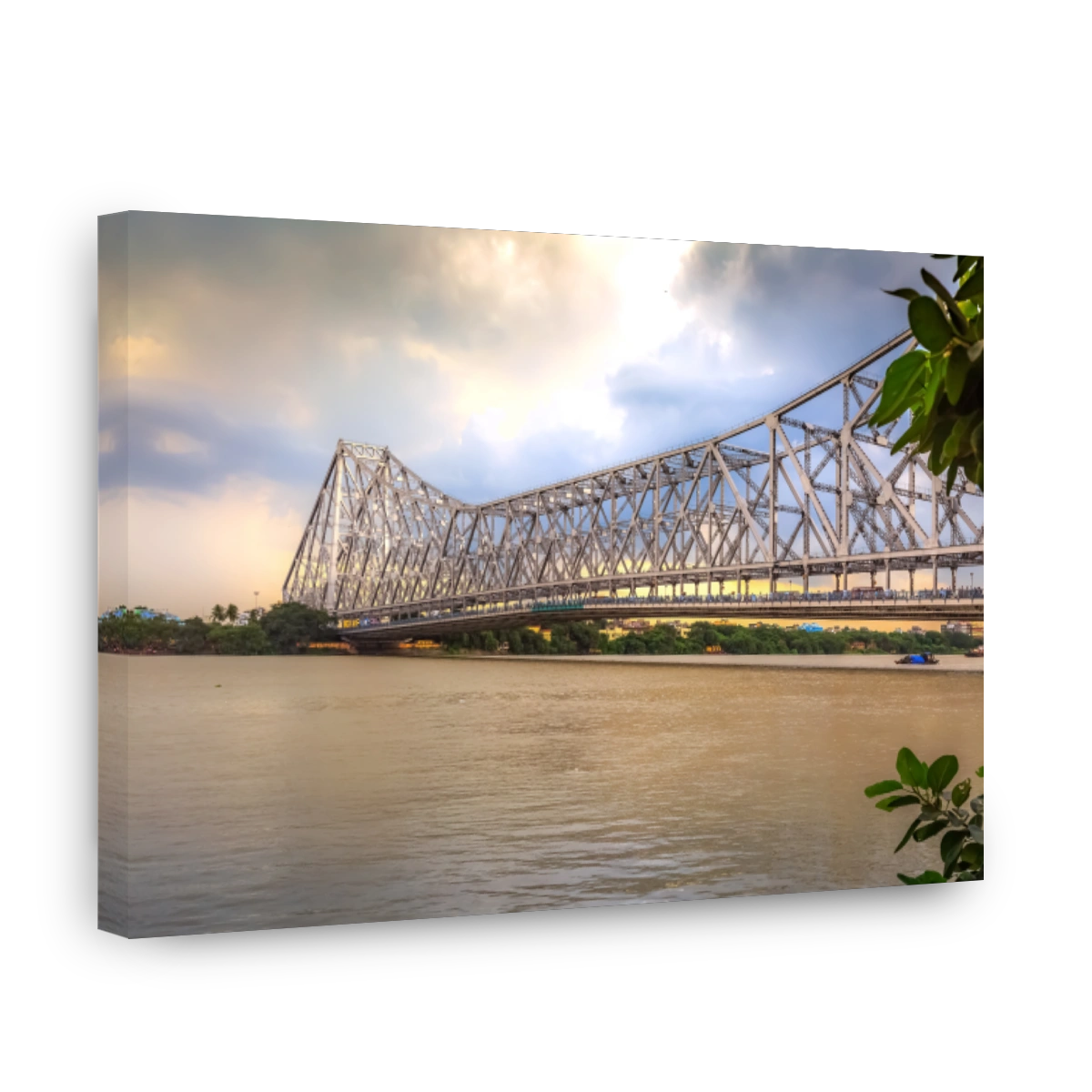 Historic Howrah bridge on river Ganges at Kolkata, India